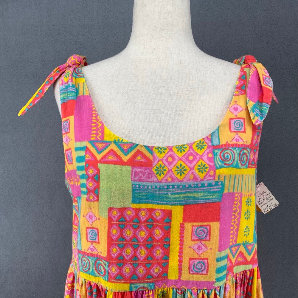 Vtg 80s 90s‎ Two Potato Maximalist Artsy Tiered Sundress M Resort Wear Dopamine - Picture 5 of 16